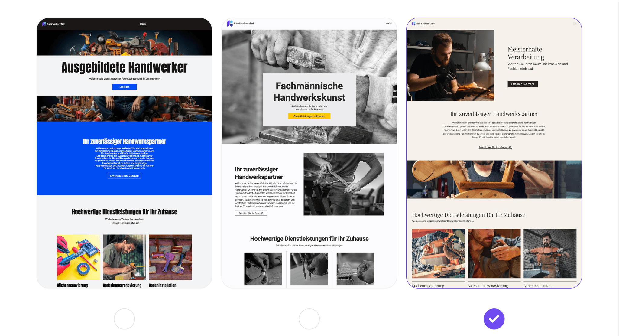 Beispiele für Website-Designs für Handwerker