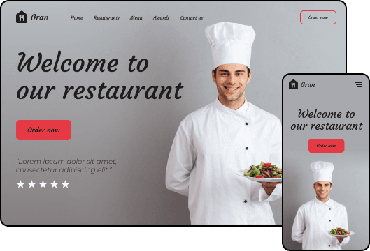 Homepage of a restaurant