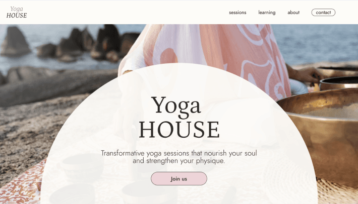 main screen of yoga website template