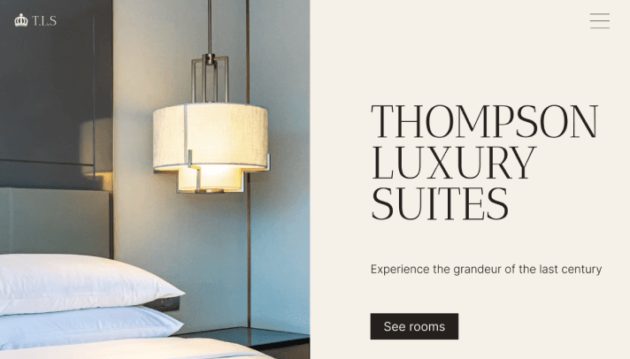 main screen of hotel website template