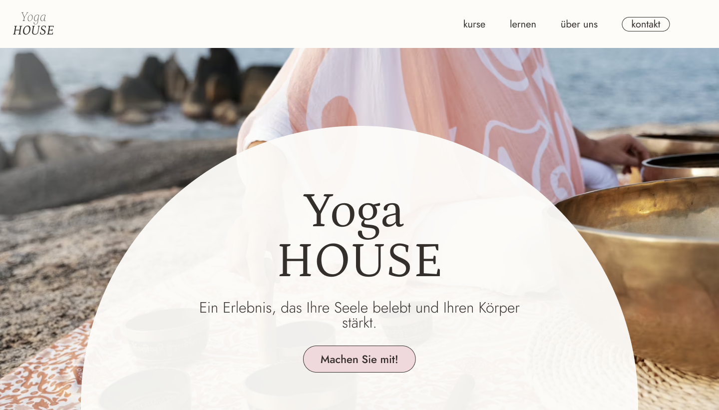 Start Seite der yoga website Themen