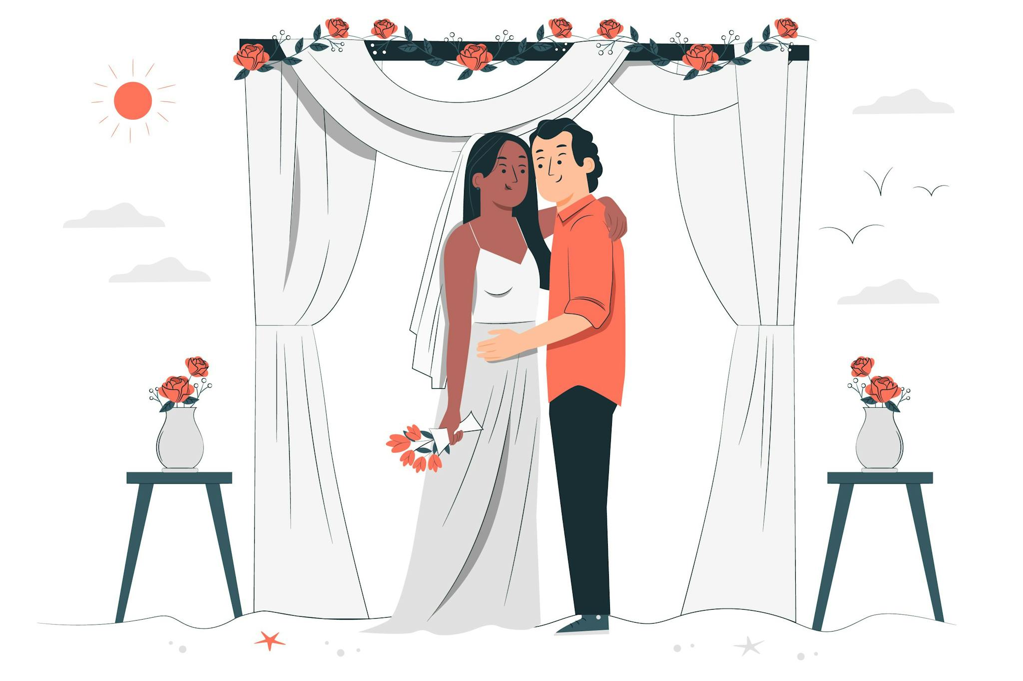 illustration paar heiratet 