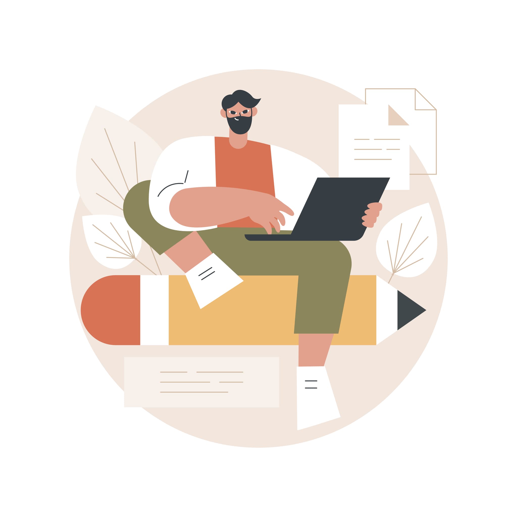 illustration freelancer der an seinem laptop eine website erstellt
