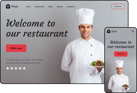 Homepage of a restaurant