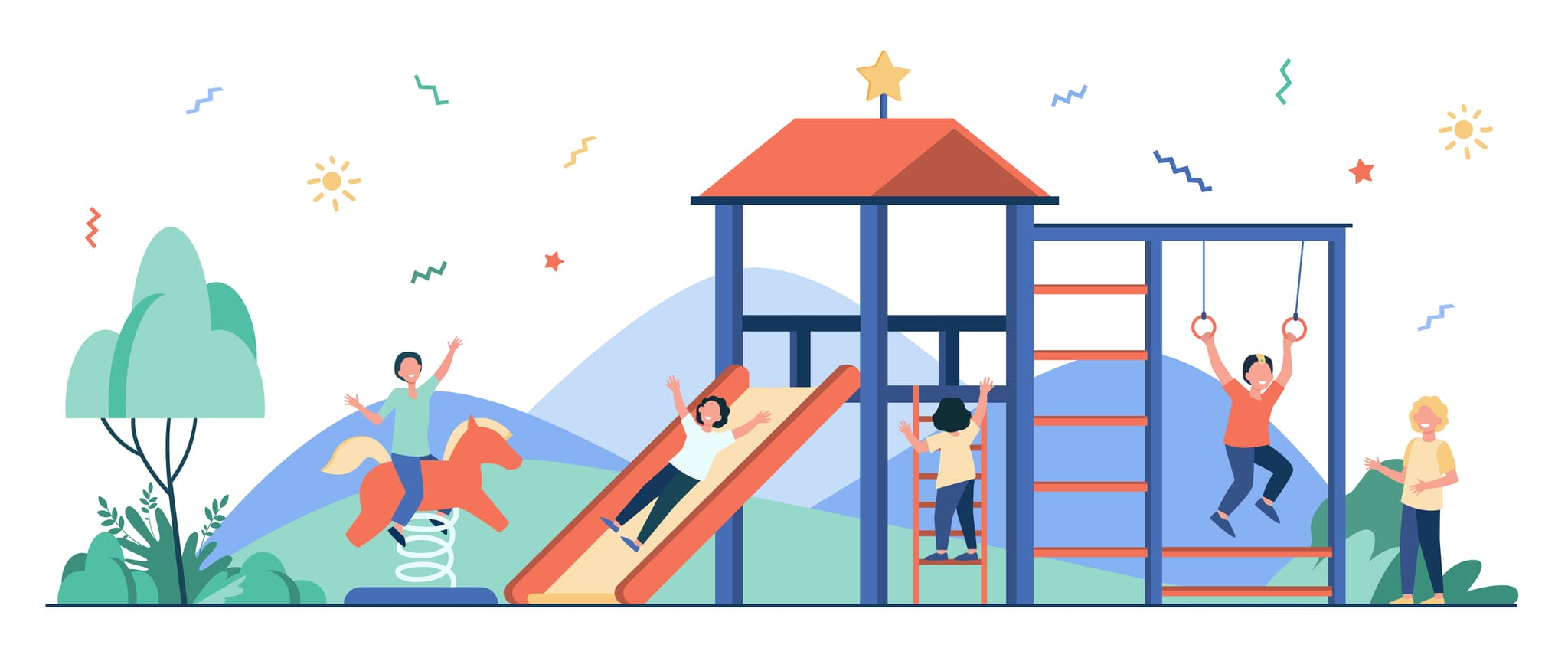 Kinder spielen auf einem spielplatz